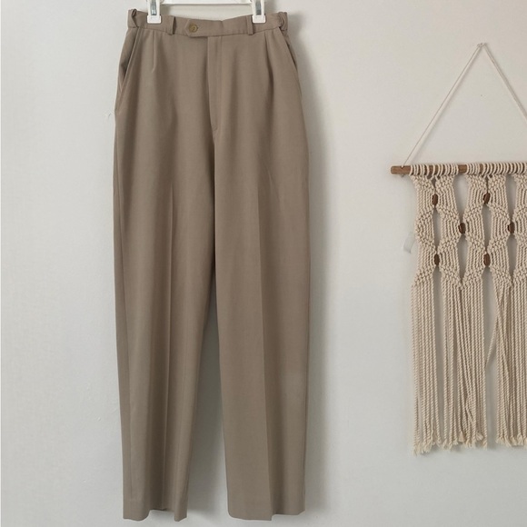 Norm Thompson Vintage Women’s Pleated Khaki Pants Tan Heigh-Waist Trousers Sz 8 - Picture 5 of 8